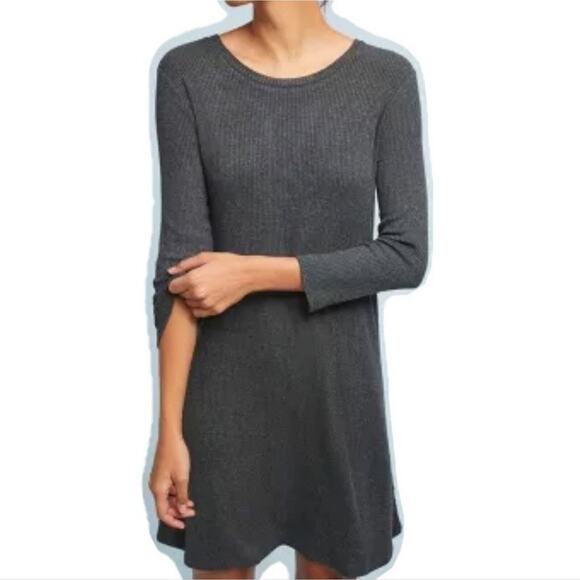 Velvet Marks & Spencer Anthropologie NWT Gray Waffle Knit Chrissy Tunic Dress M - Picture 1 of 13